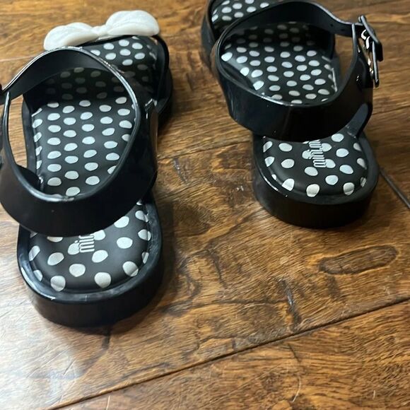 MINI MELISSA MINI MAR SANDAL PRINCESS BLACK & WHITE, size 4 - Picture 4 of 8